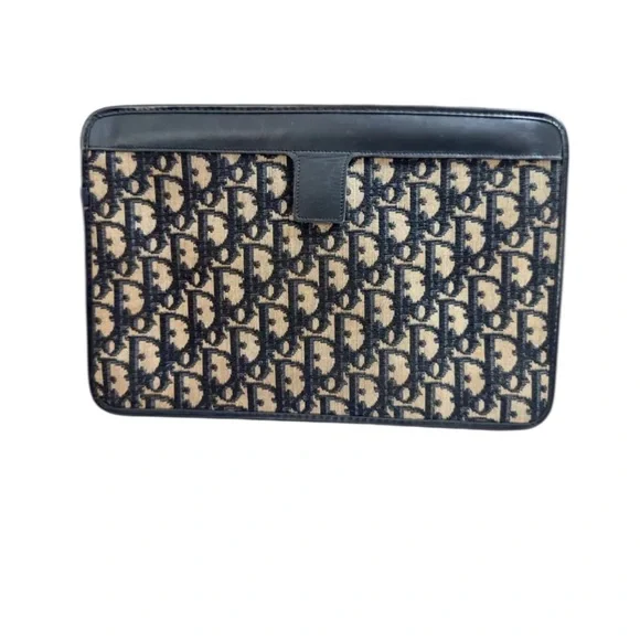 SOLD! Authentic Dior Trotter Beige and Navy Blue Clutch - Picture 2 of 8